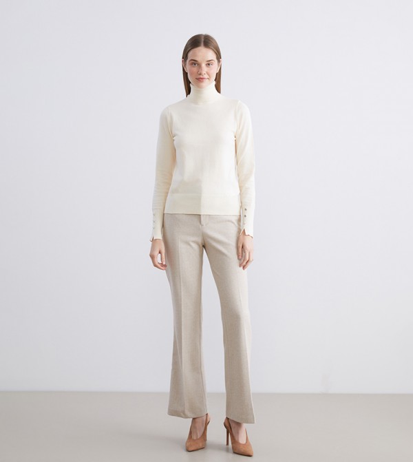 اٍل سي واي كيكي ملابس - كريمي Turtle neck Sweaters