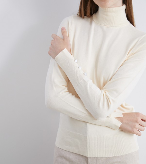 اٍل سي واي كيكي ملابس - كريمي Turtle neck Sweaters