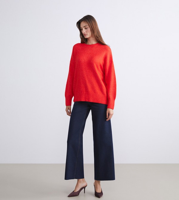 LC Waikiki Sweaters & Cardigans - Red Round Neck Sweaters