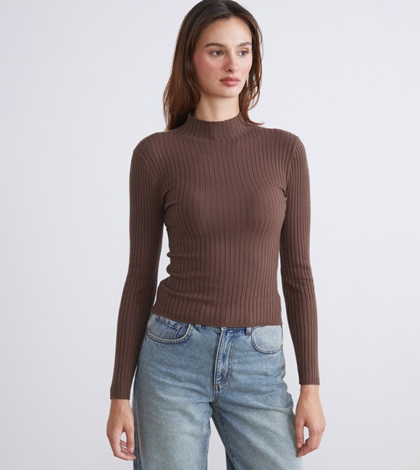 اٍل سي واي كيكي  ملابس - بني  Turtle neck Sweaters