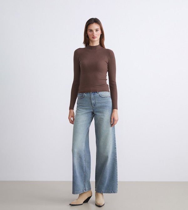 اٍل سي واي كيكي  ملابس - بني  Turtle neck Sweaters