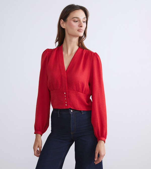 اٍل سي واي كيكي بلوزات - أحمر Cropped Tops