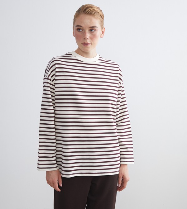 اٍل سي واي كيكي  تيشيرتات - بورغندي Long Sleeve T-Shirts