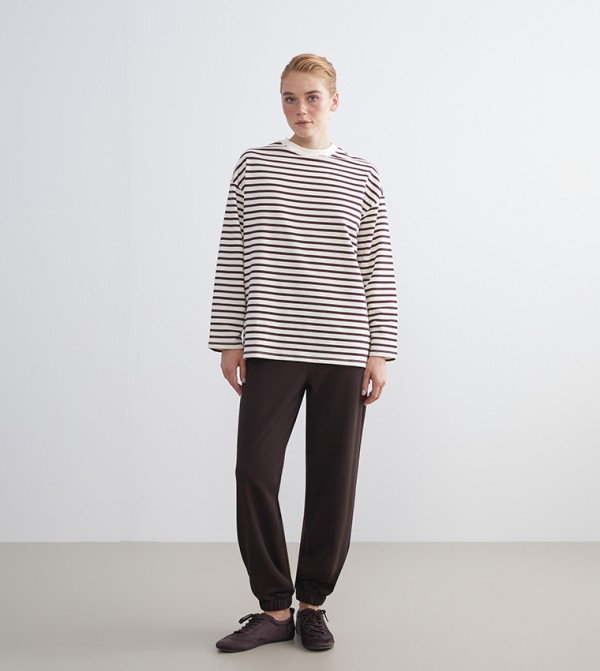 اٍل سي واي كيكي  تيشيرتات - بورغندي Long Sleeve T-Shirts