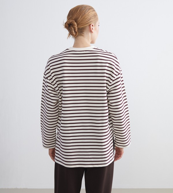 اٍل سي واي كيكي  تيشيرتات - بورغندي Long Sleeve T-Shirts