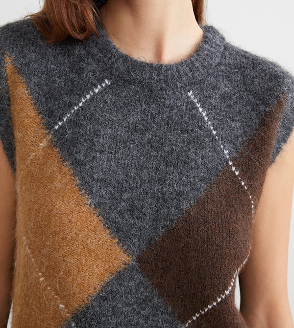 اٍل سي واي كيكي  سترات و كارديغانات - رمادي Round Neck Sweaters