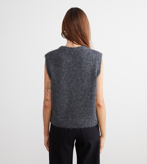 اٍل سي واي كيكي  سترات و كارديغانات - رمادي Round Neck Sweaters