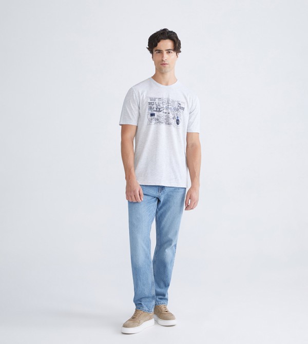 اٍل سي واي كيكي  ملابس - بيج Round Neck T-Shirts