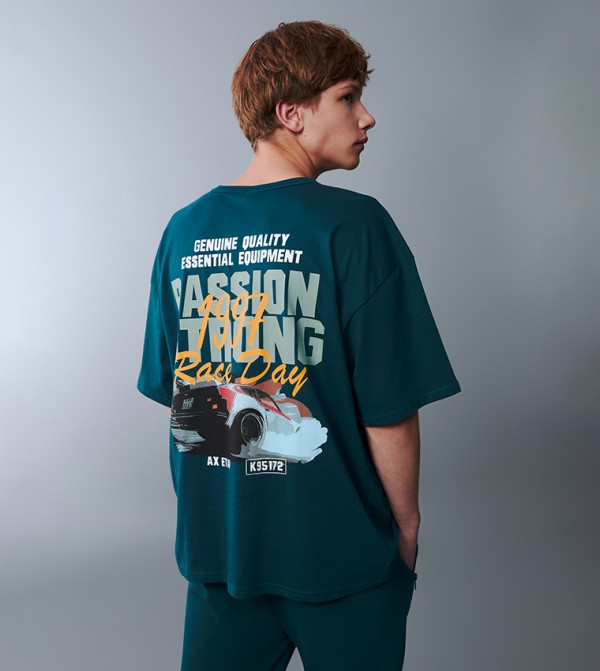 LC Waikiki  T-Shirts - PETROL Round Neck T-Shirts