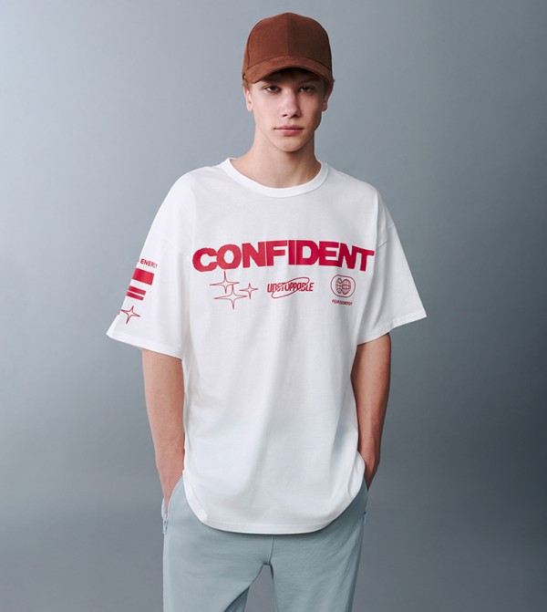 LC Waikiki T-Shirts - Ecru Round Neck T-Shirts