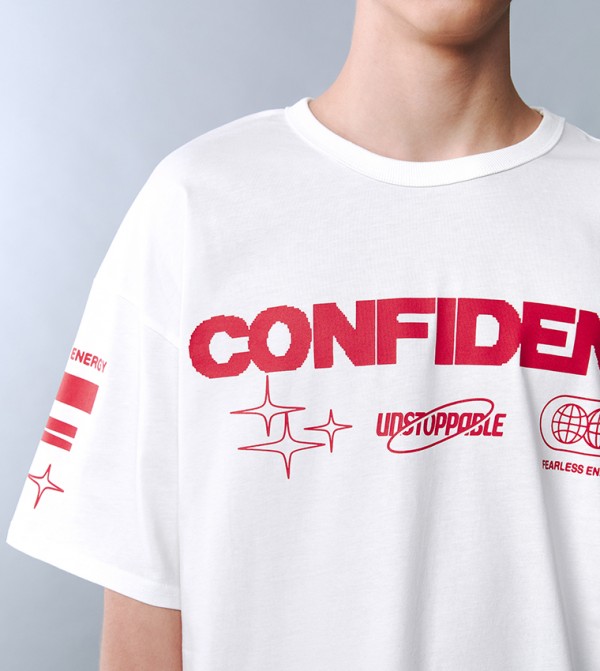 LC Waikiki T-Shirts - Ecru Round Neck T-Shirts