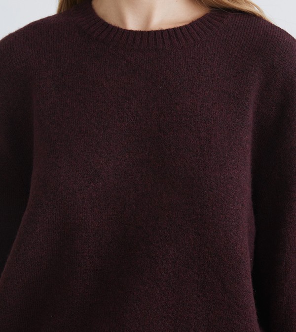 LC Waikiki Sweaters - Burgundy Round Neck Sweaters