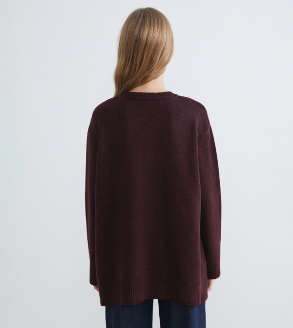 LC Waikiki Sweaters - Burgundy Round Neck Sweaters