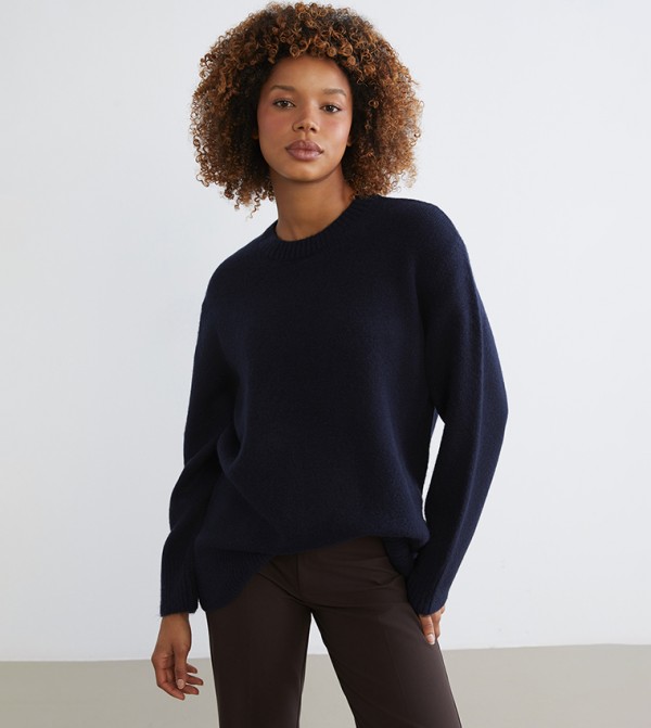 LC Waikiki LC Waikiki - Navy Round Neck Sweaters