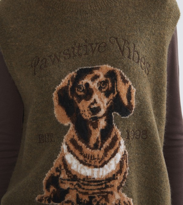 اٍل سي واي كيكي  سترات و كارديغانات - زيتي  Round Neck Sweaters