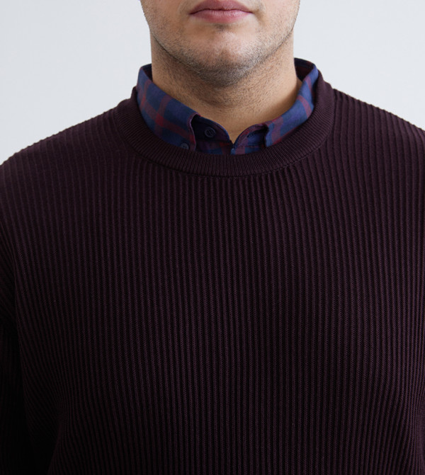 LC Waikiki  Round Neck Sweaters - Purple Round Neck Sweaters