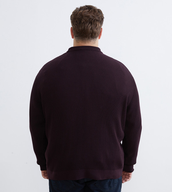 LC Waikiki  Round Neck Sweaters - Purple Round Neck Sweaters