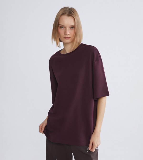 LC Waikiki T-Shirts - Burgundy Short Sleeve T-Shirts