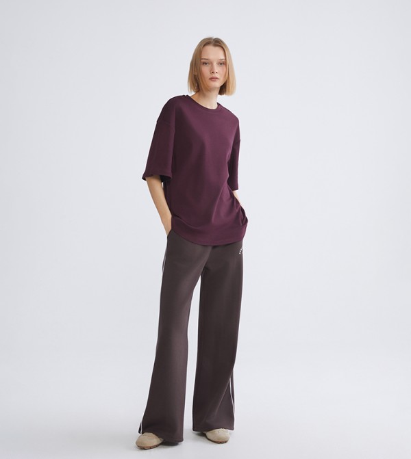 LC Waikiki T-Shirts - Burgundy Short Sleeve T-Shirts