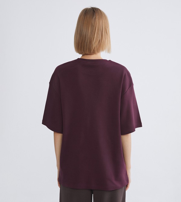 LC Waikiki T-Shirts - Burgundy Short Sleeve T-Shirts