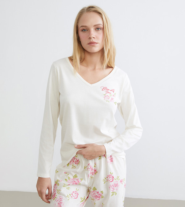 LC Waikiki  Sleepwears & Loungewears - Ecru Pyjama Set