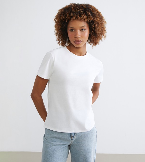 LC Waikiki  T-Shirts - White Short Sleeve T-Shirts