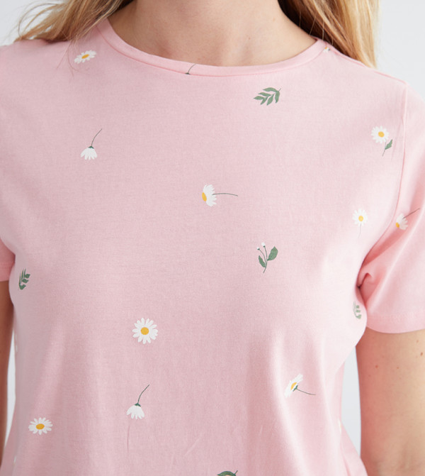 LC Waikiki  T-Shirts - Pink Short Sleeve T-Shirts