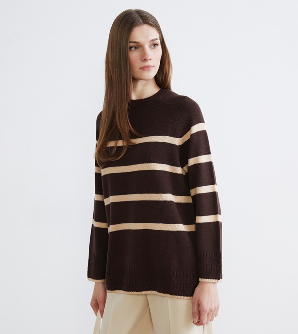 LC Waikiki Sweaters & Cardigans - Brown Round Neck Sweaters