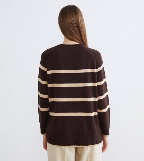 LC Waikiki Sweaters & Cardigans - Brown Round Neck Sweaters