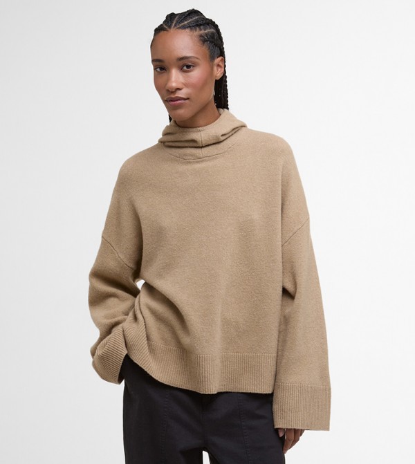 Barbour Sweaters - Brown V-neck Sweaters