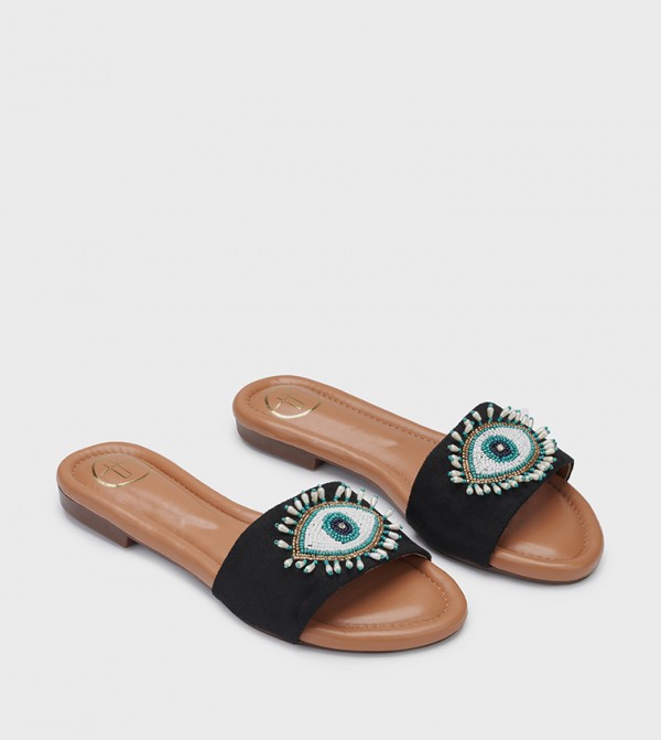 Shop Lovekaari Shop Lovekaari - Black Flat Sandals