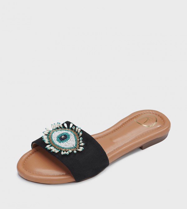 Shop Lovekaari Shop Lovekaari - Black Flat Sandals