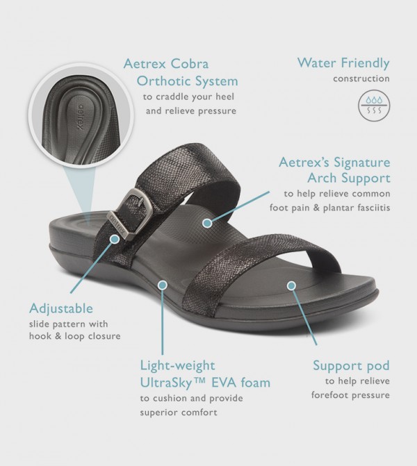 Aetrex  - Black Flat Sandals