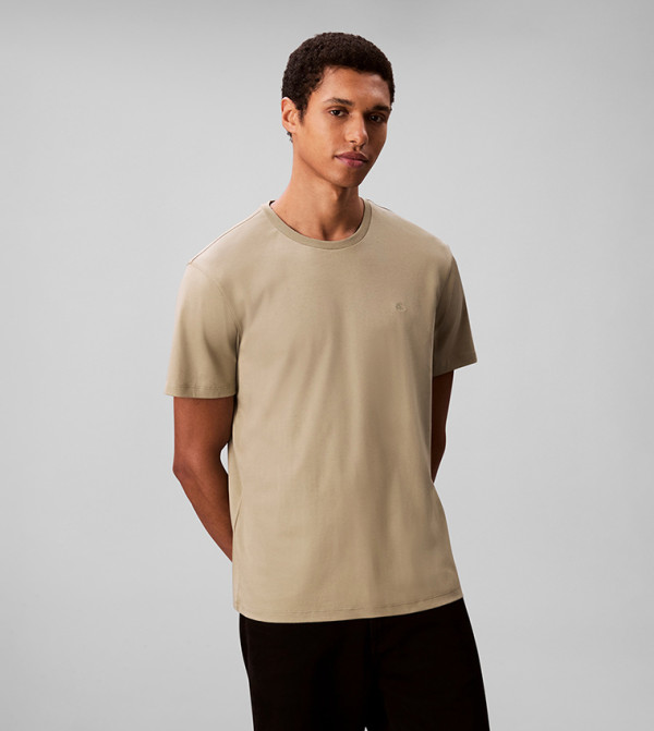 كالفين كلاين كالفين كلاين - كاكي Round Neck T-Shirts