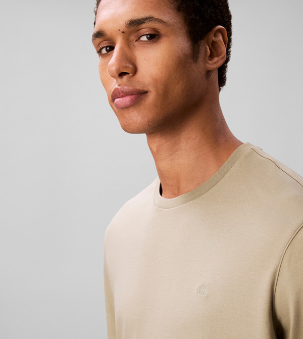 كالفين كلاين كالفين كلاين - كاكي Round Neck T-Shirts