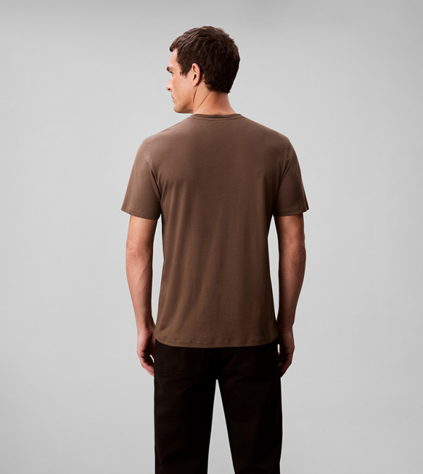 كالفين كلاين كالفين كلاين - بني  Round Neck T-Shirts