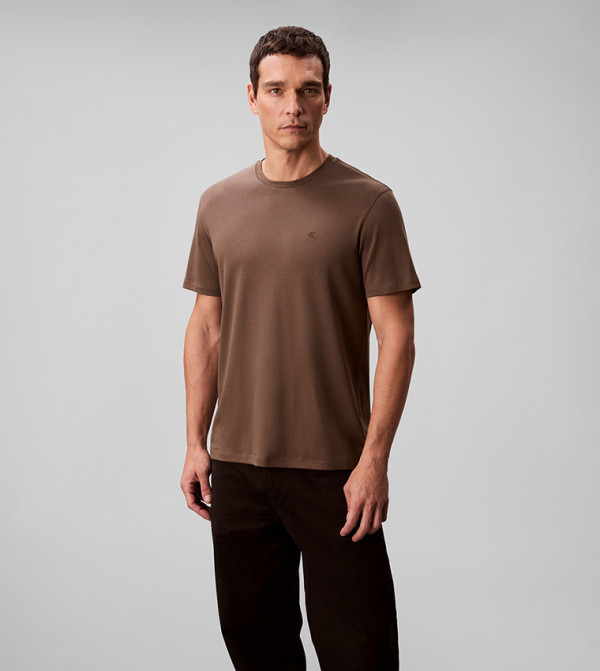 كالفين كلاين كالفين كلاين - بني  Round Neck T-Shirts