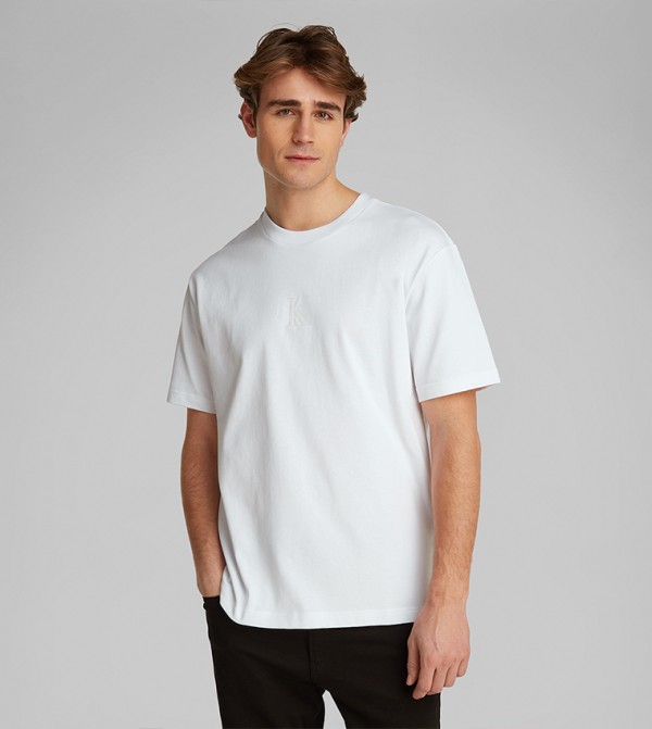 كالفن كلاين جينز كالفين كلاين - أبيض Round Neck T-Shirts