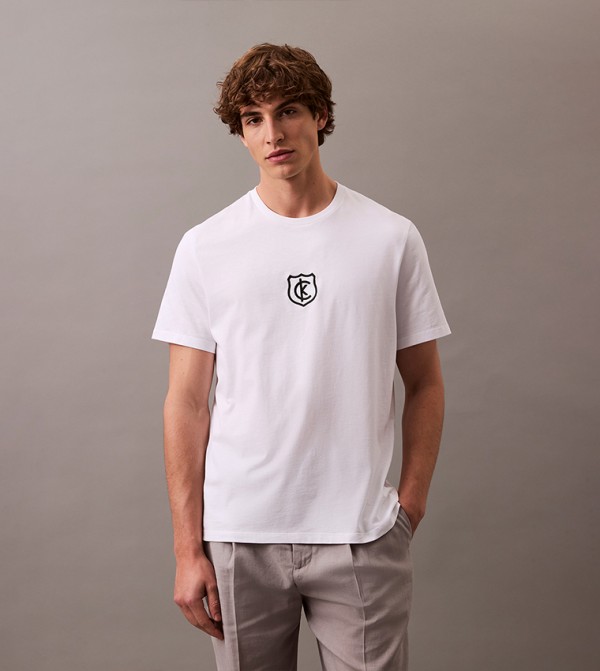 كالفن كلاين جينز كالفين كلاين - أبيض Round Neck T-Shirts