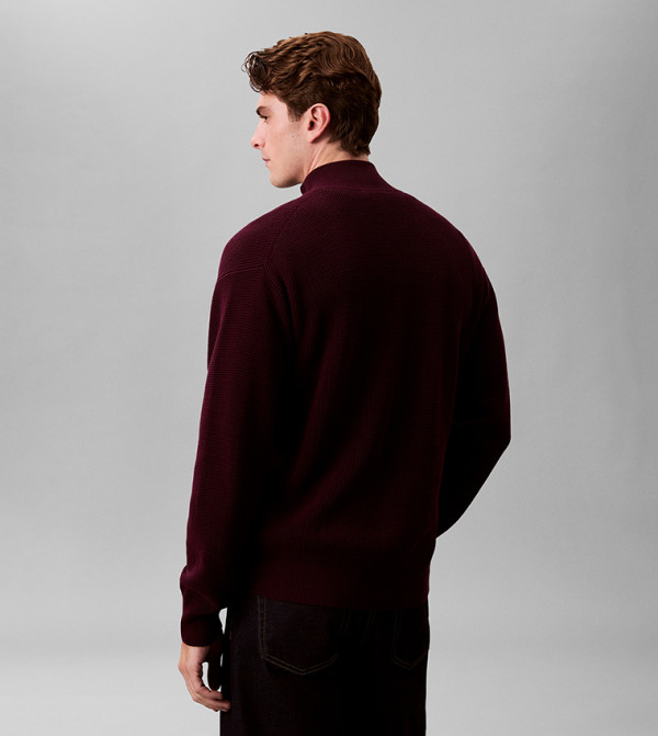 كالفن كلاين جينز  سترات بياقة السلحفاة  - بورغندي Turtle neck Sweaters