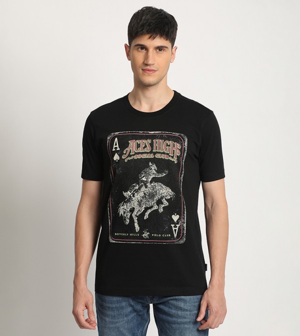Beverly Hills Polo Club  T-Shirts - Black Casual T-Shirts