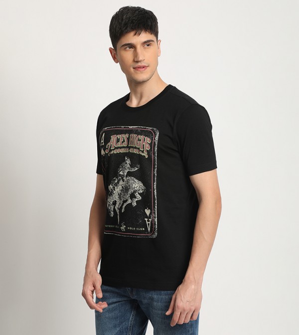 Beverly Hills Polo Club  T-Shirts - Black Casual T-Shirts