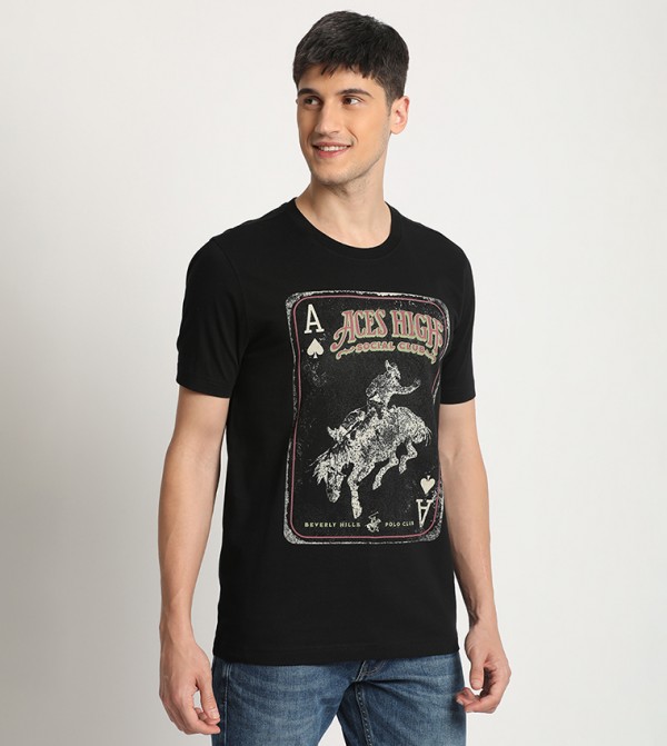 Beverly Hills Polo Club  T-Shirts - Black Casual T-Shirts