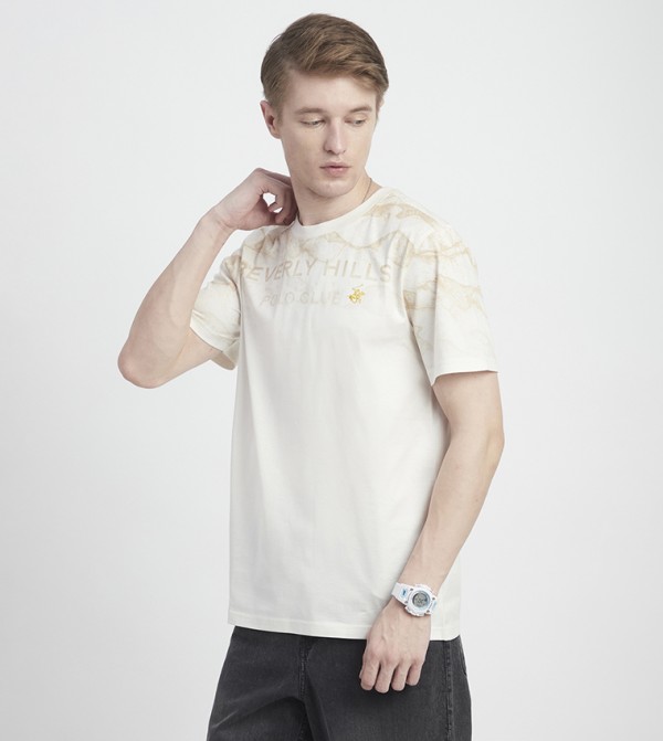 Beverly Hills Polo Club  T-Shirts - Beige Round Neck T-Shirts