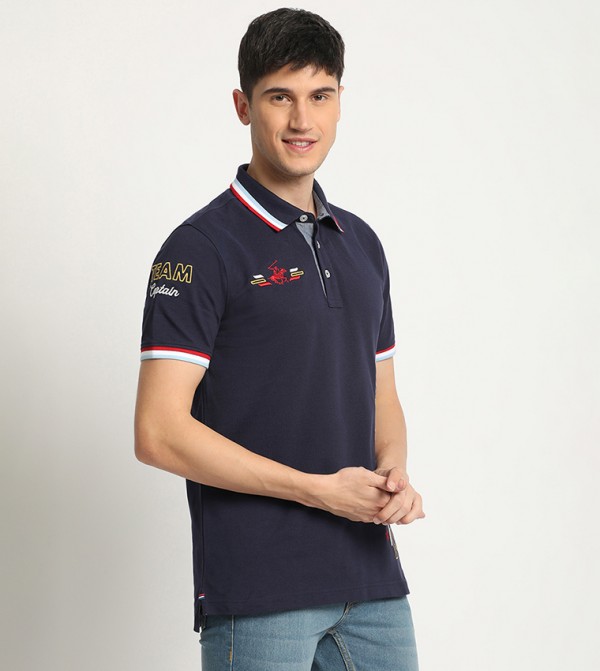 Beverly Hills Polo Club  T-Shirts - Navy Polo T-shirts