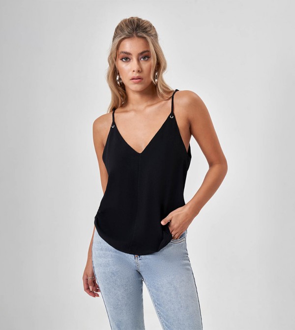 Mizalle Mizalle - Black Sleeveless Tops