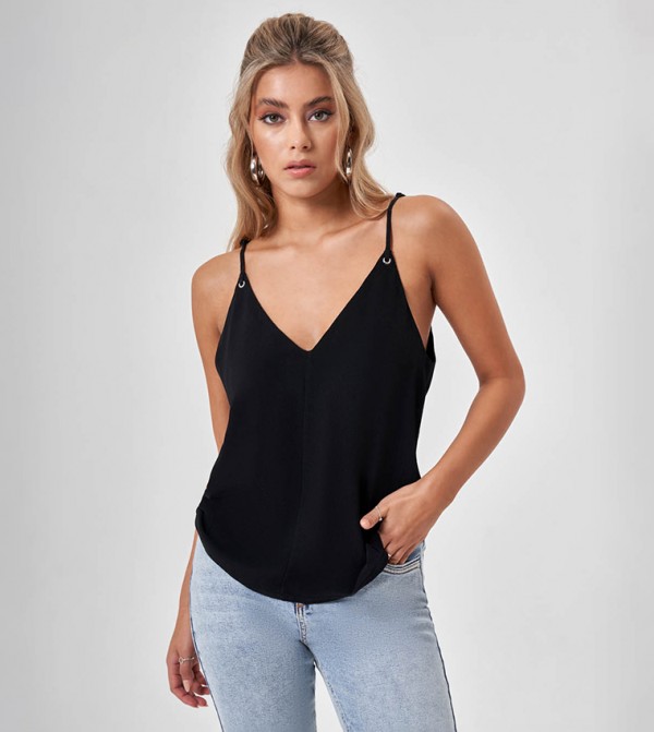 Mizalle Mizalle - Black Sleeveless Tops
