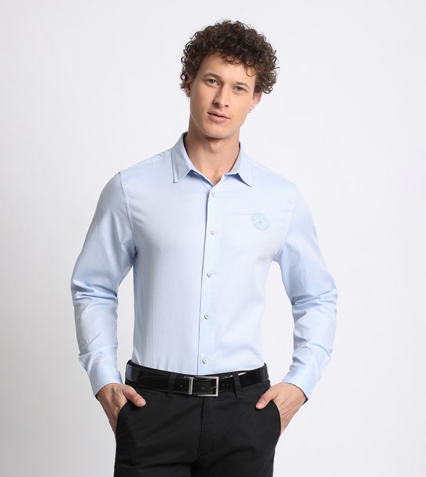 Beverly Hills Polo Club Formal Shirts - Powder Blue Long Sleeves