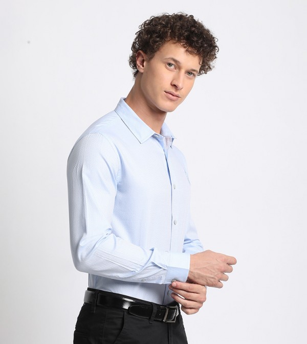 Beverly Hills Polo Club Formal Shirts - Powder Blue Long Sleeves