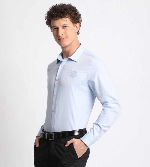 Beverly Hills Polo Club Formal Shirts - Powder Blue Long Sleeves